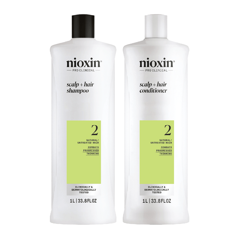 Nioxin System 2 - 1 Litre Duo For Natural Hair With Progressed Thinning