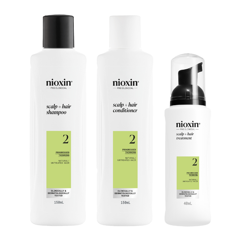 Nioxin Scalp + Hair Thickening System 2 Full Size Kit for Natural Hair with Progressed Thinning