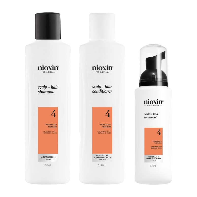 Nioxin Scalp + Hair Thickening System 4 Full Size Kit for Damaged Hair with Progressed Thinning