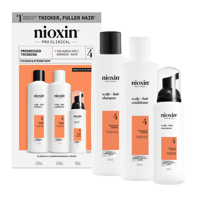 Nioxin Scalp + Hair Thickening System 4 Trial Kit for Damaged Hair with Progressed Thinning