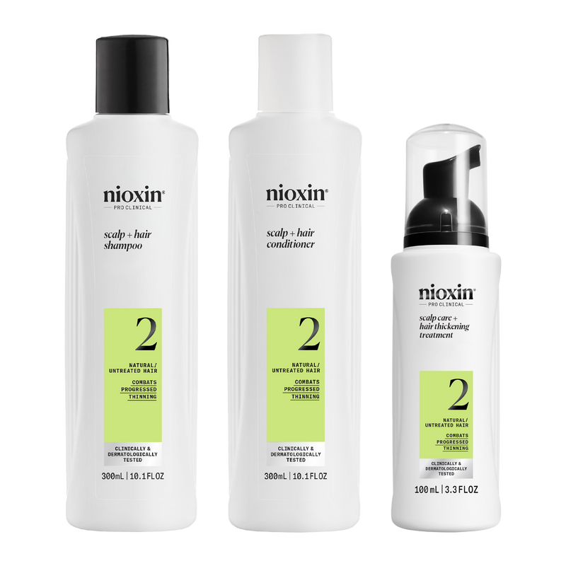 Nioxin Scalp + Hair Thickening System 2 Full Size Kit for Natural Hair with Progressed Thinning