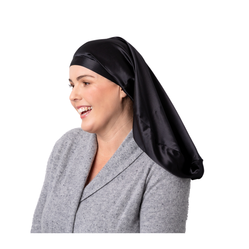 Splash Happy Long Silk Bonnet - Black